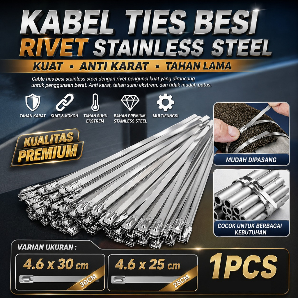 Jual Kabel Ties Besi Rivet Stainless Steel Tali Ripet Tis Panjang 30cm ...