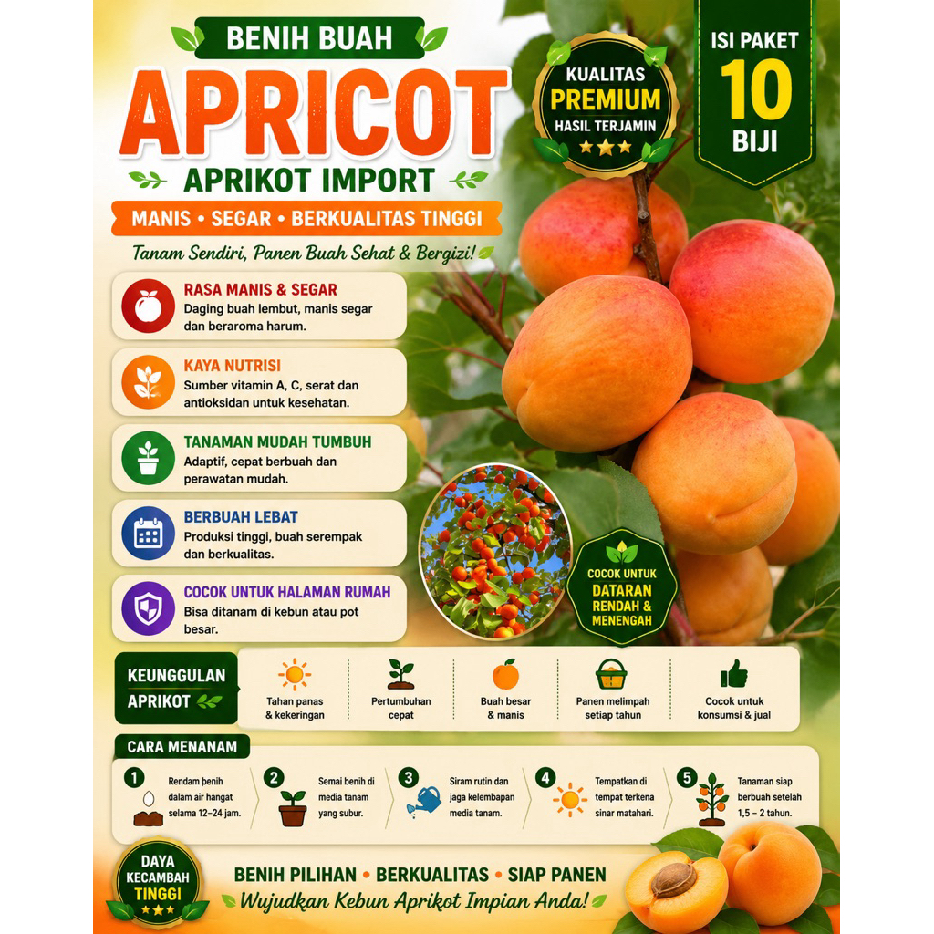 Benih Biji Buah Apricot / aprikot Import