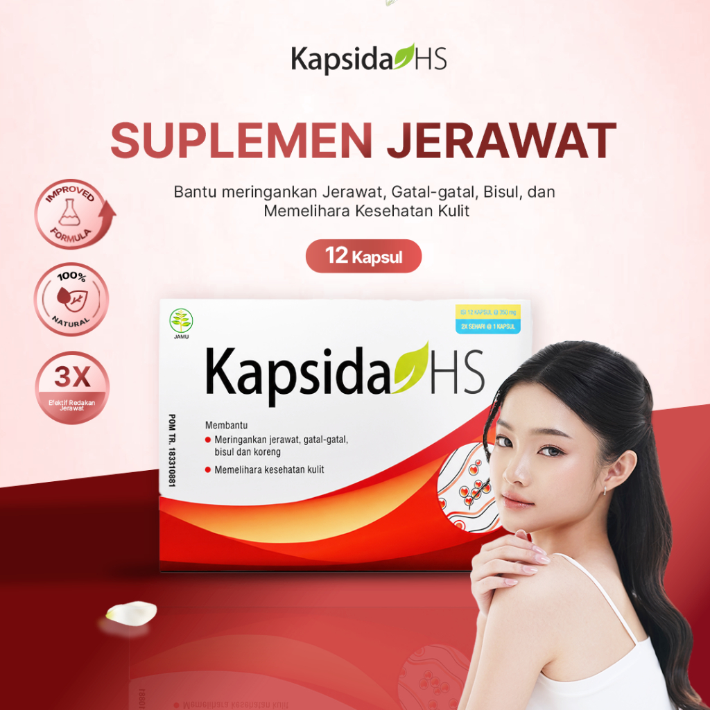 Kembang Bulan Kapsida HS 12 Kapsul FREE SCRUNCHIE KOREA - Obat Jerawat Gatal-gatal Kulit Bisul Alergi Bekas Jerawat Punggung dan Batu Ampuh untuk Kesehatan Kulit