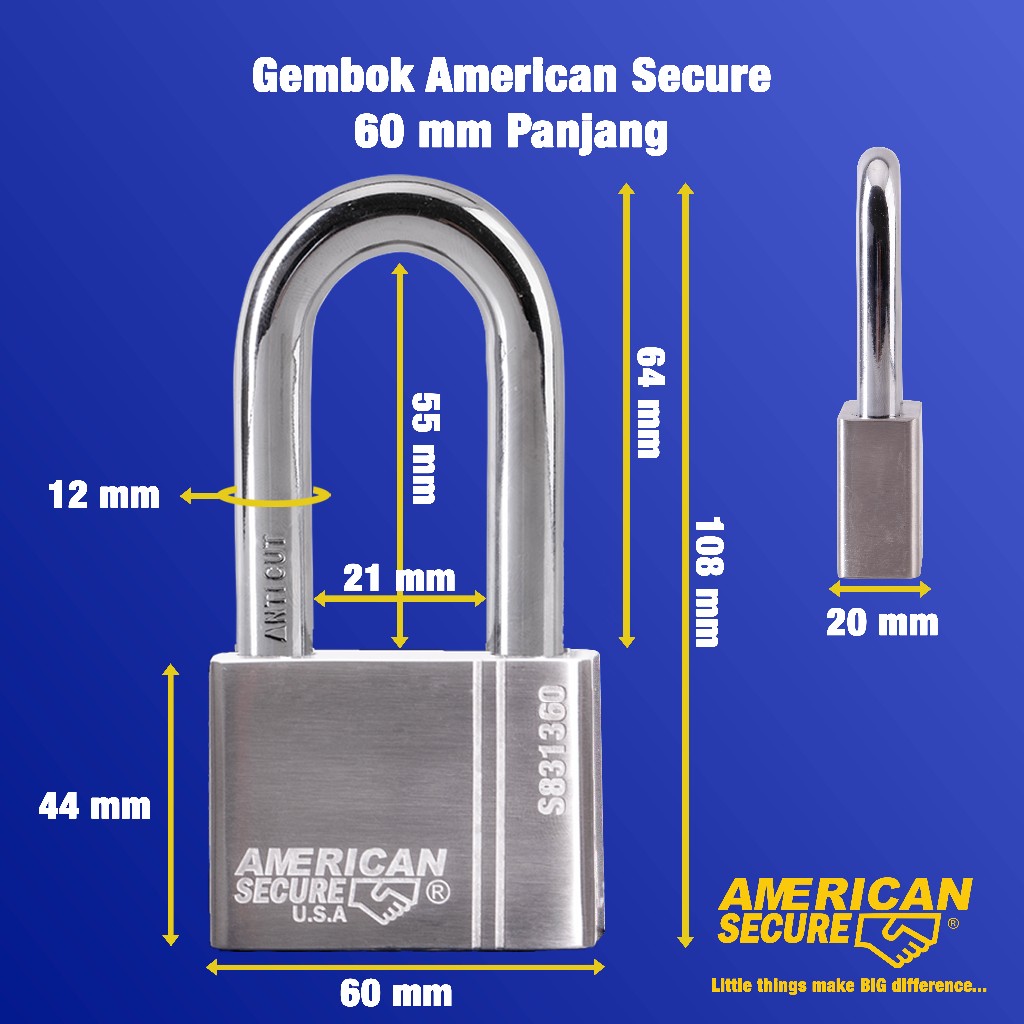 Jual American Secure Gembok Rumah Gembok Pagar Gerbang Ruko Anti Maling ...