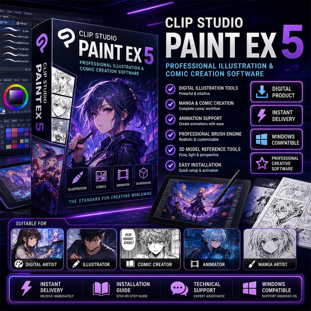 Jual Clip Studio Paint EX 4.1 2025 Terbaru Bonus Materials & Brush ...