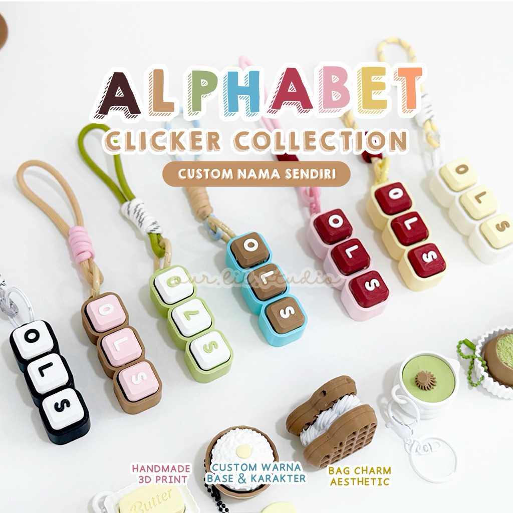 Jual ALPHABET CLICKER | Custom Nama Gantungan Tas, Keychain, Bag Charm ...