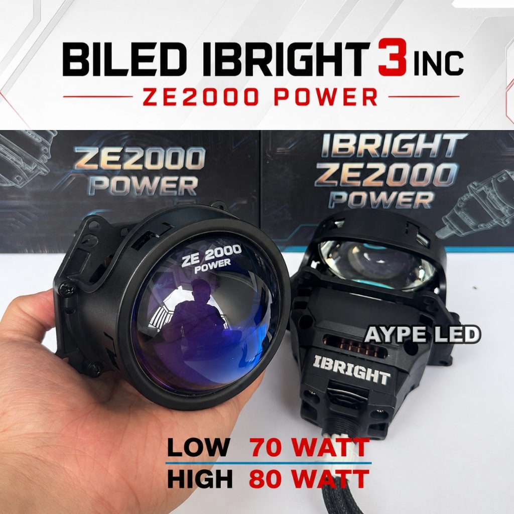 Jual BILED PROJECTOR IBRIGHT ZE 2000 POWER 3 inchi Bluelens ibright 80 ...