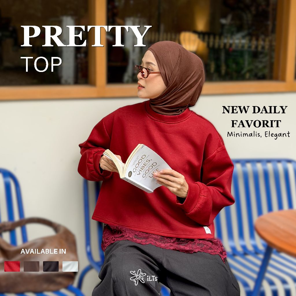 Blouse Pretty Lace iLTs - Atasan Wanita Oversize Renda Elegan Bahan Scuba All Size