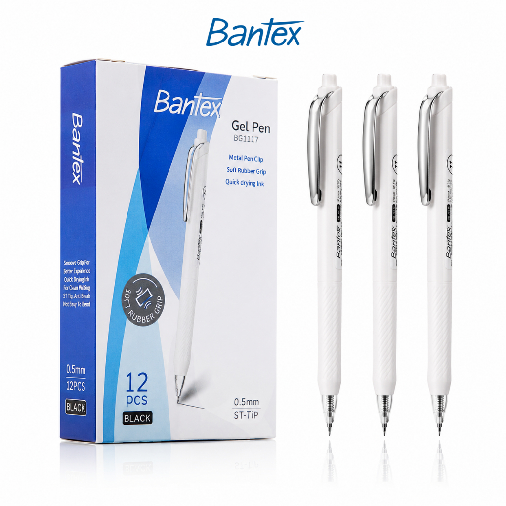 Bantex Gel Pen 0.5 mm / Pulpen Pena Tip ST Tinta Anti Macet Cepat Kering BG1117