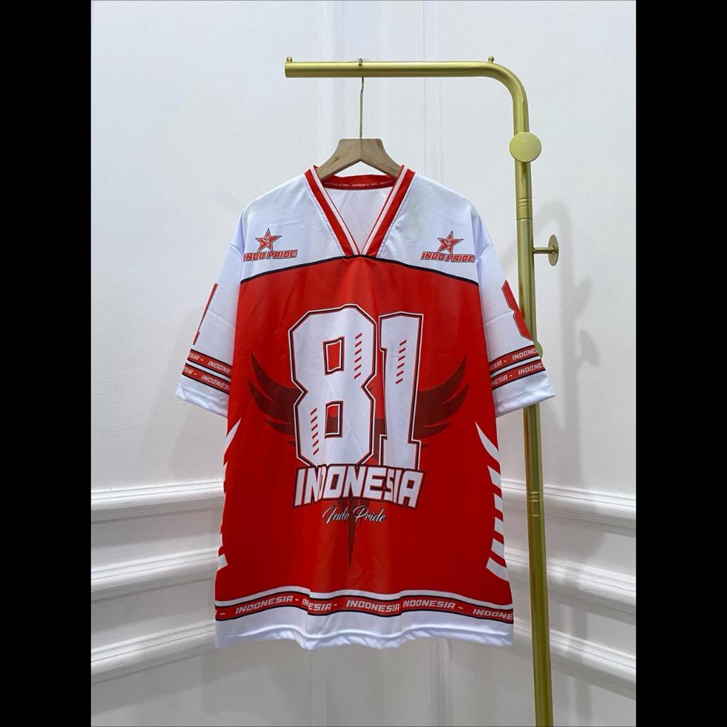 KAOS JERSEY KEMERDEKAAN INDONESIA 17 AGUSTUS LENGAN PENDEK UNISEX MERAH-PUTIH DIRGAHAYU REPUBLIK INDONESIA DEWASA PRIA WANITA HUT RI