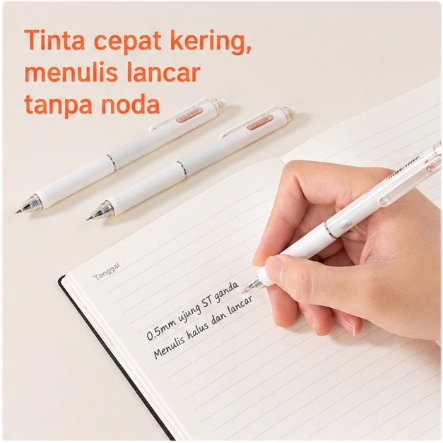 Bantex Pulpen Pena 0.5 mm / Gel Pen Tinta Cepat Kering Suara Klik Rendah Pegangan Nyaman BG1105 (3)