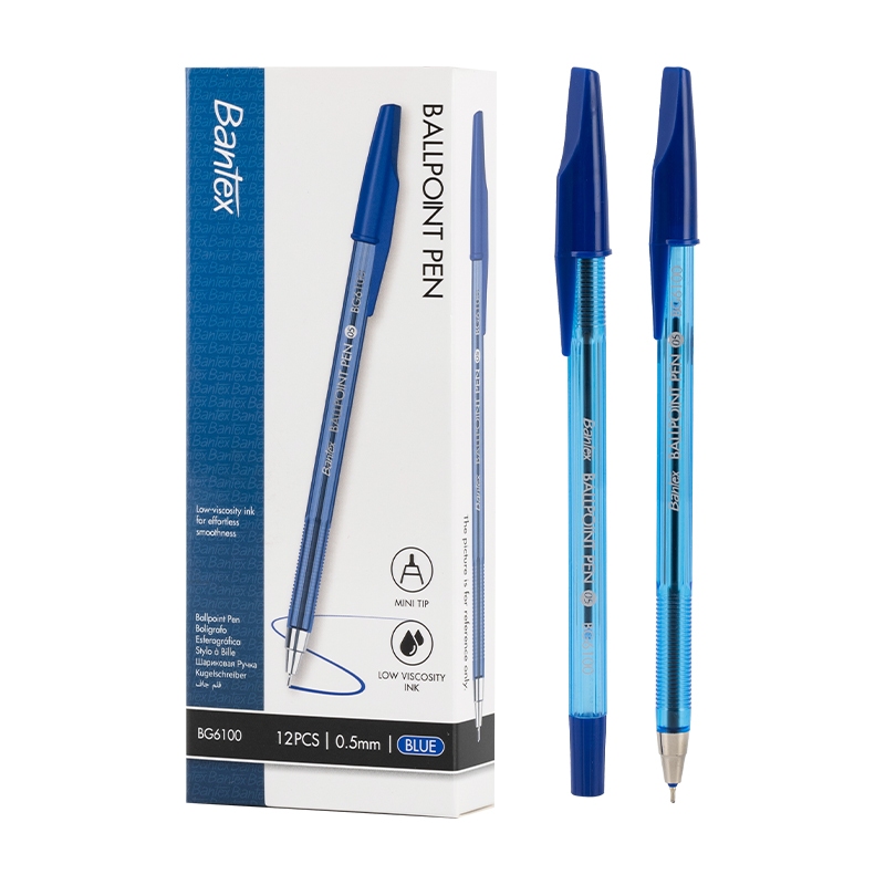 [12PCS] Ballpoint Pen 0.5 mm / Bulpoin Pena Desain Klasik Tinta Viskositas Rendah BANTEX BG6100 (7)