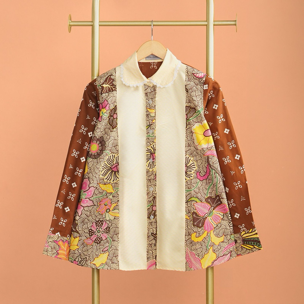 Atasan Batik Aliyah A1159 Coklat Katun S-XXXL