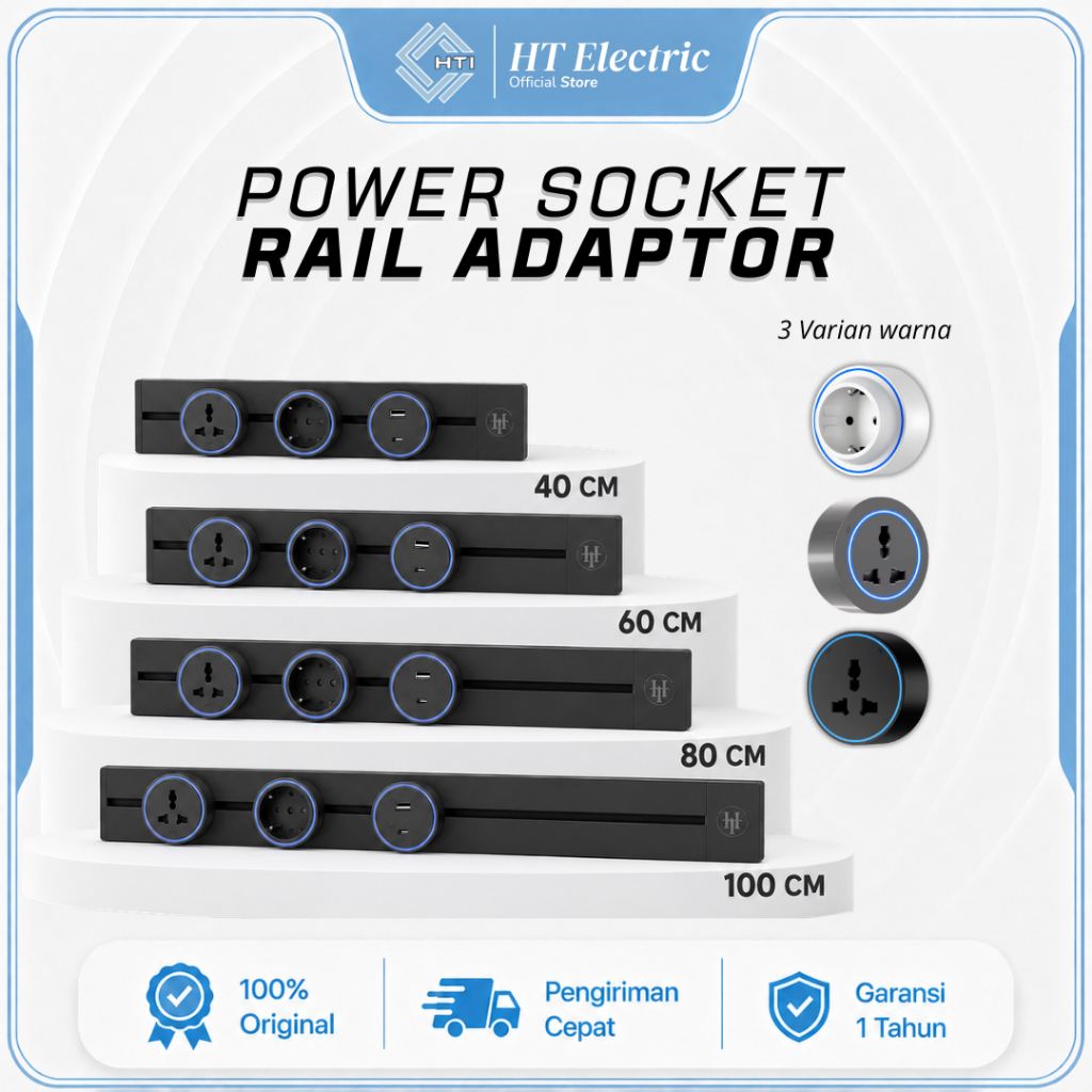 Jual HT Electric - Stop Kontak Track Socket / 40-60-80cm Kepala Adaptor ...