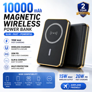 PUNING LENTIVEN POWERBANK 10000MAH FAST CHARGING Wireless Charger Mini Magnetic Magsafe 20W TYPE C WE47