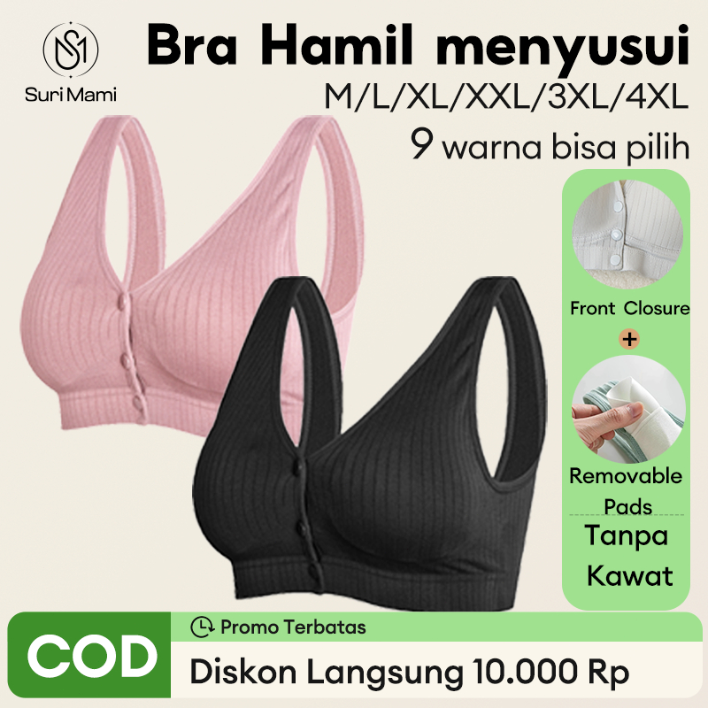 Bh Menyusui Kancing Depan Tanpa Kawat Push Up Katun Nyaman Nursing Bra 1018bra