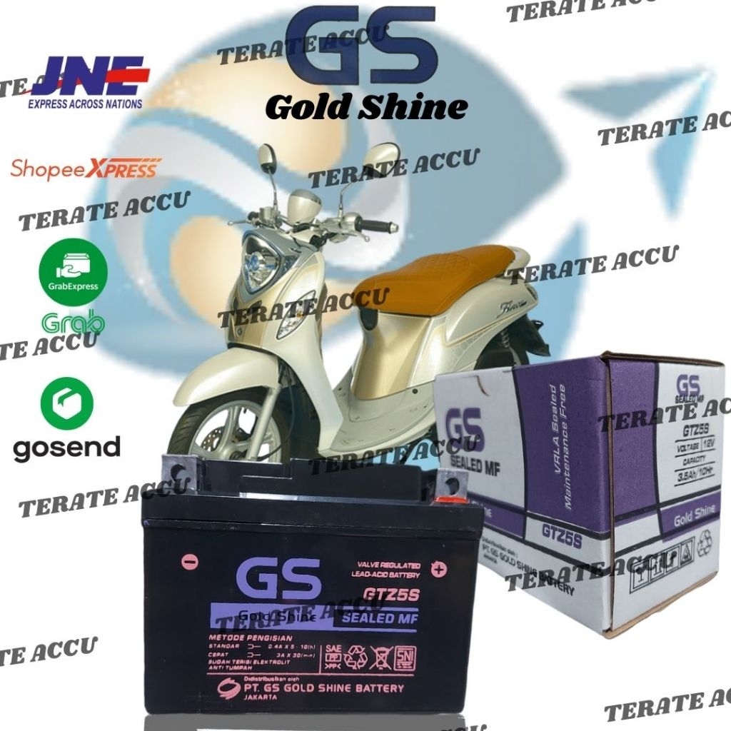Aki Motor Full Kering GS GOLD SHINE GTZ5S YAMAHA Fino , Freego 125 , Lexam 125