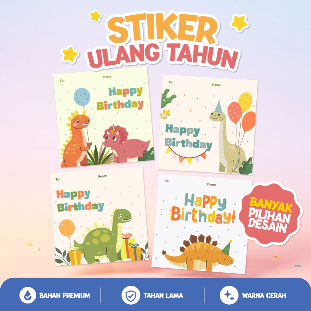 Jual sticker happy birthday | stiker ucapan ulang tahun | kado gift tag ...