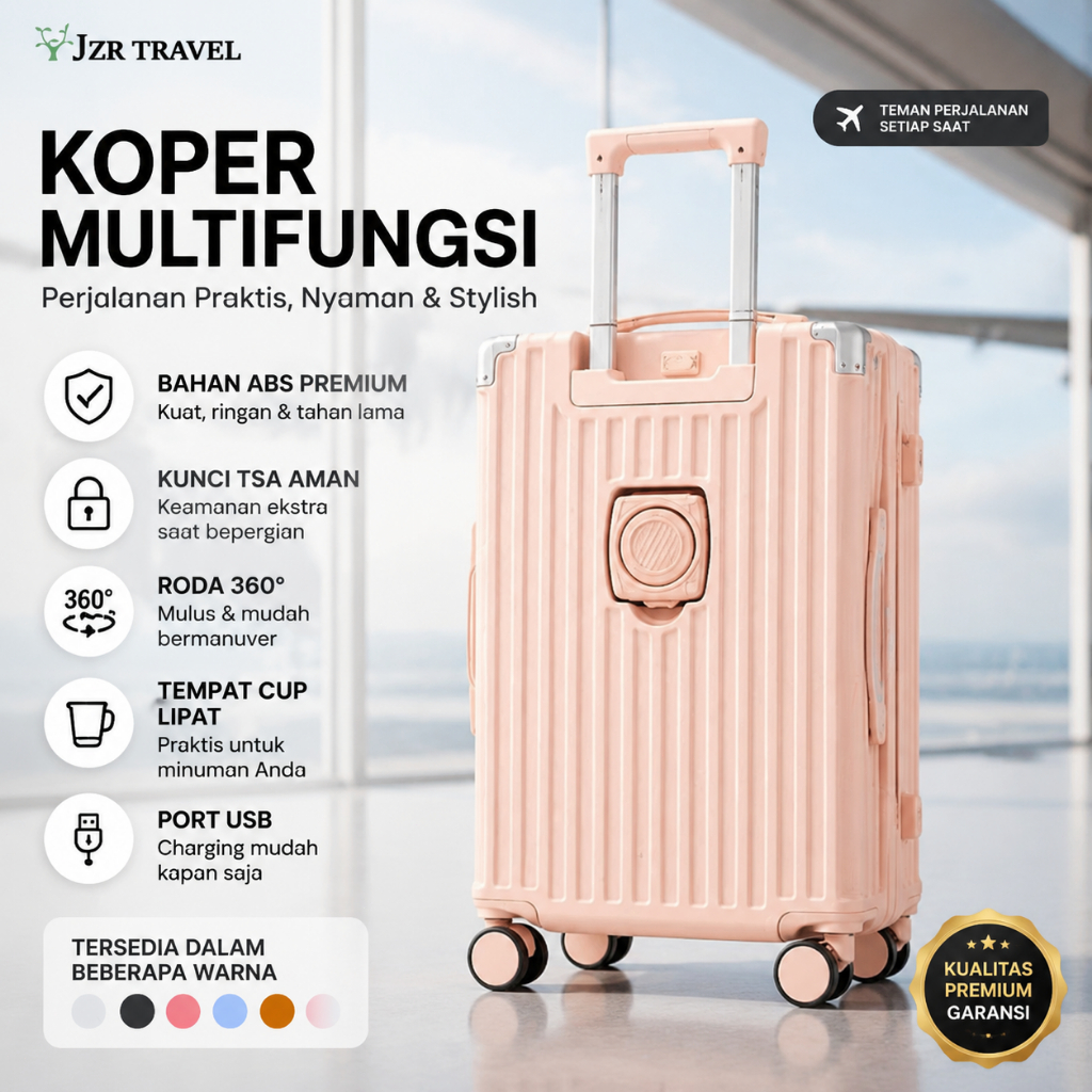Promo Koper A958 Ukuran 20/22/24/26/28 Inch Bahan ABS+PC Premium Suitcase Koper Kabin Dan Bagasi Anti Pecah Tahan