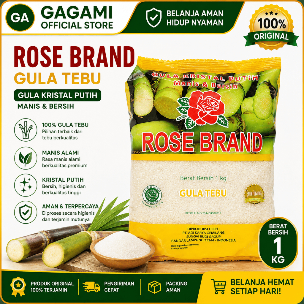 Jual Gula Rose Brand 1 kg / Rosebrand Gula Pasir 1 kg Random Kuning ...