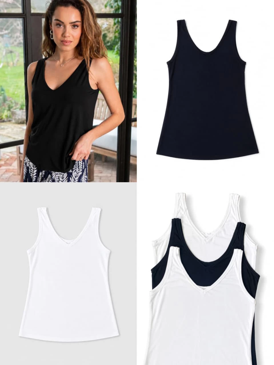 Tanktop Basic Tori Viscose V-neck - Dalaman Wanita Basic - 1587