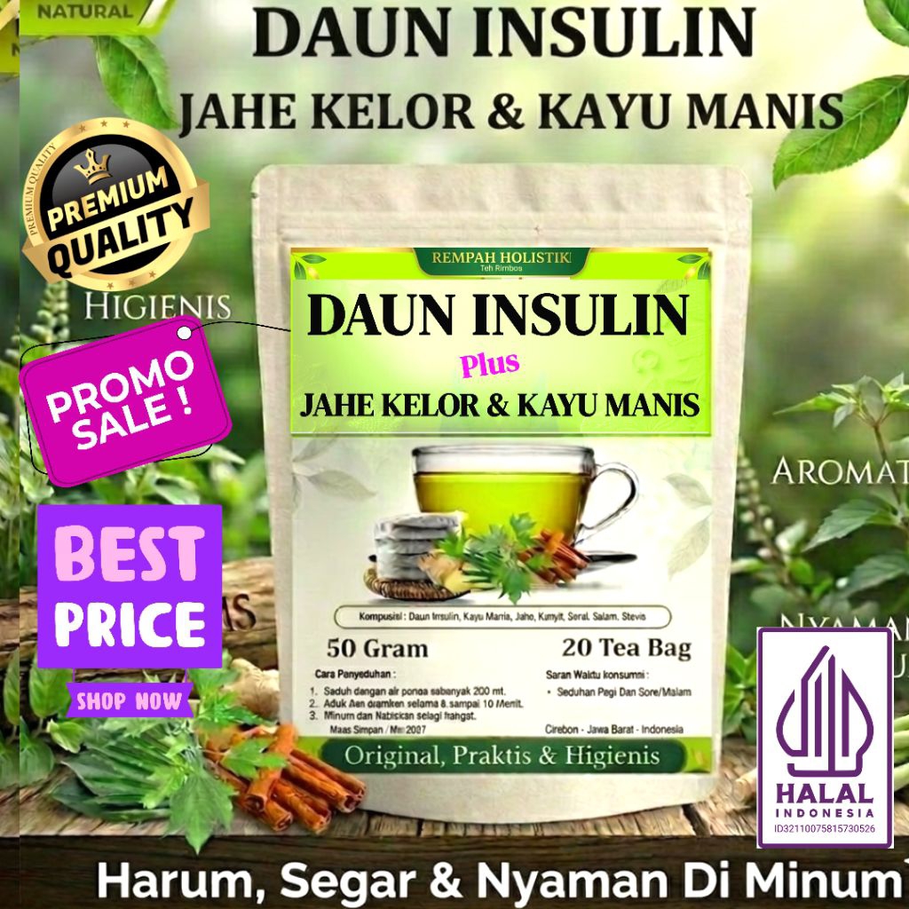 TEH DAUN INSULIN JAHE KELOR KAYU MANIS | Rempah Holistik Herbal Diabetes Gula Darah