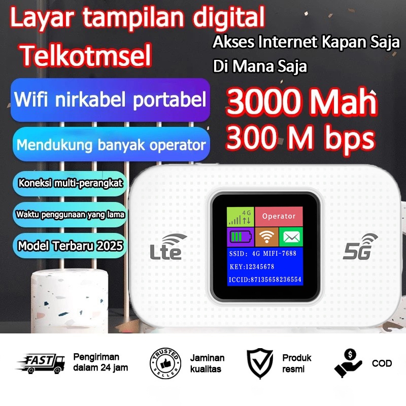 Wifi Portable Modem 4G/5G LTE 300Mbps Unlock All Operator Baterai 3000 mAh Modem Wifi