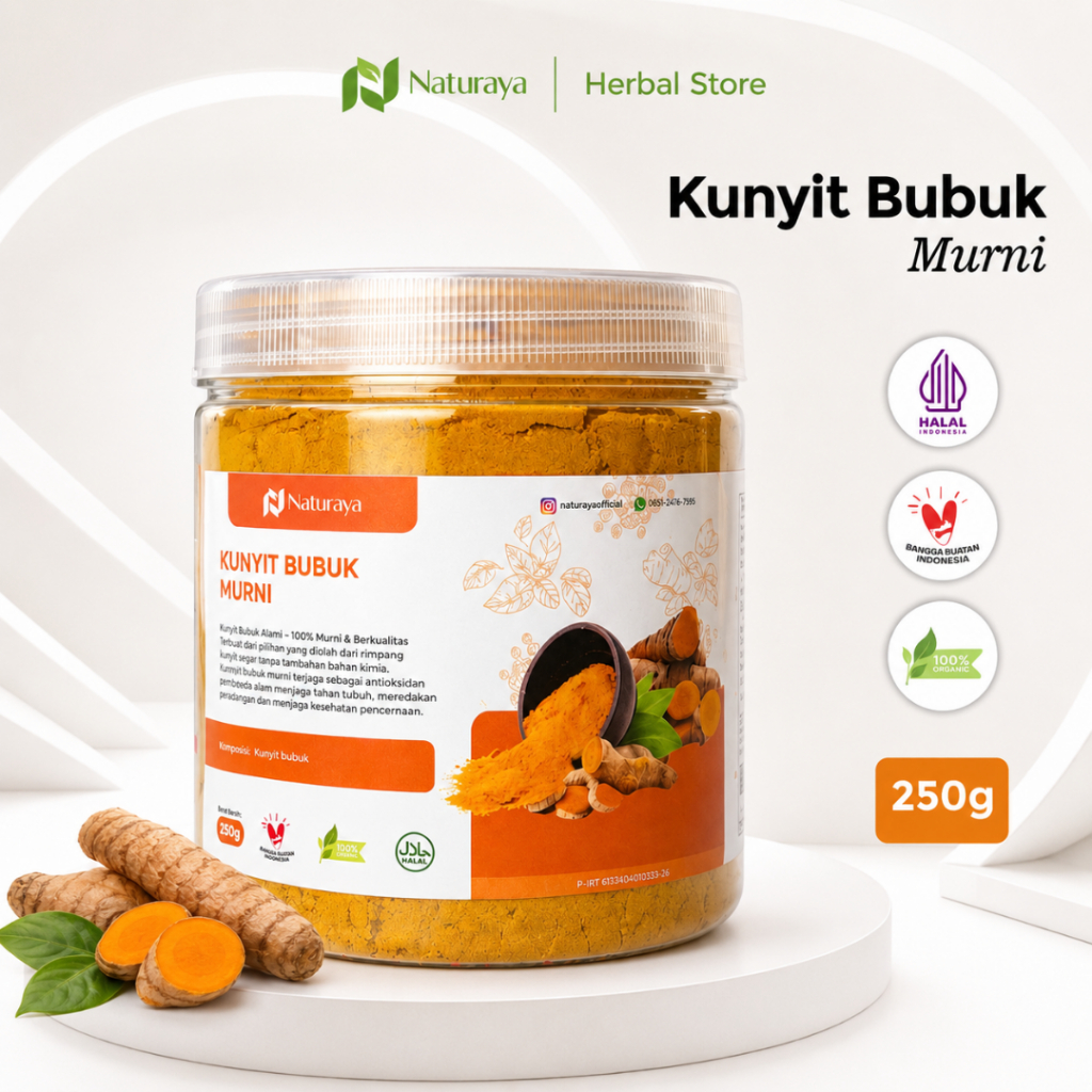 Naturaya Kunyit Bubuk Murni 250g Serbuk Kunyit Alami 100%  Atasi Maag Kronis Asam Lambung & Gerd