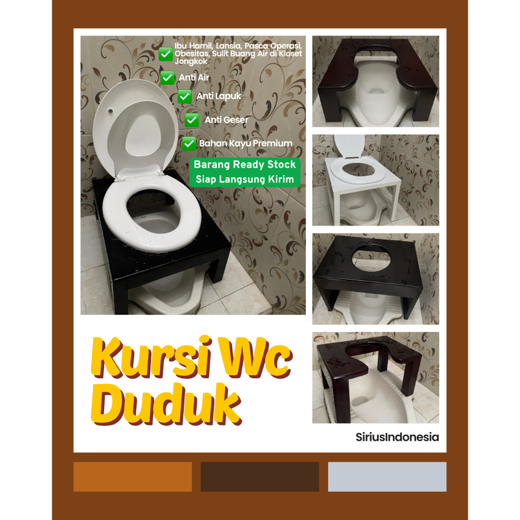 TERLARIS Kursi Wc Duduk untuk Kloset Jongkok aman digunakan untuk Ibu Hamil Orang Tua Pasca Operasi Obesitas yang Kesulitan Buang Air sambil Jongkok Bahan Kayu Premium Kualitas Ekspor Kokoh Anti Air Anti Lapuk