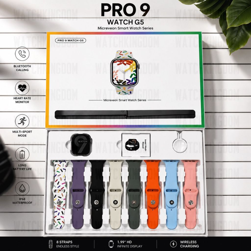 Pro 9 SmartWatch Paket 8 Tali Seri 9 Jam Smartwatch Pria Wanita Bisa Buat Olahraga Kesehatan