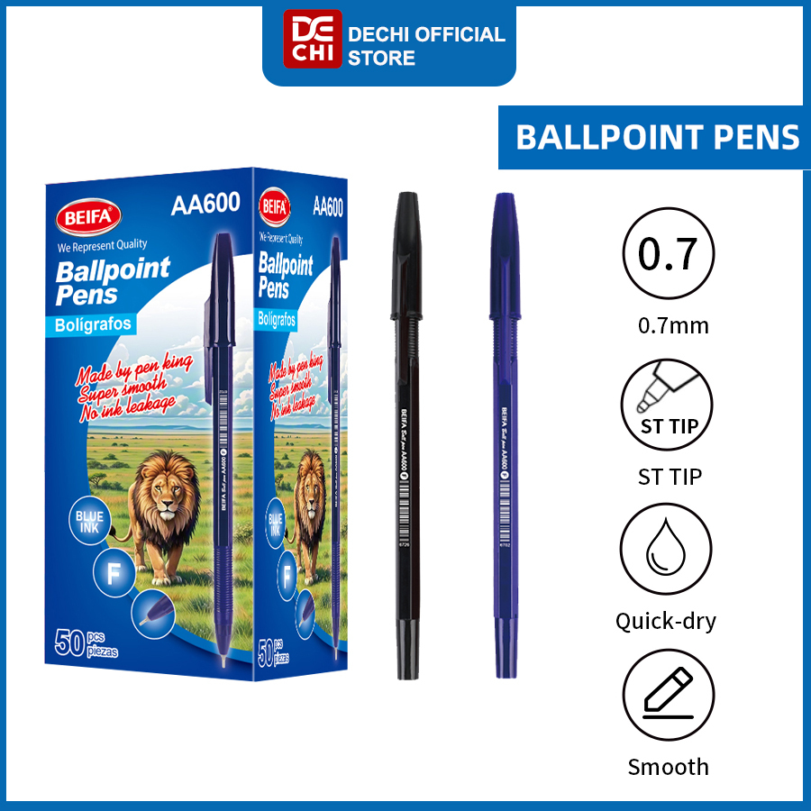 Jual Dechi Ballpoint Pen AA600 - Pulpen 0.7mm Isi 12/50 pcs Penulisan ...