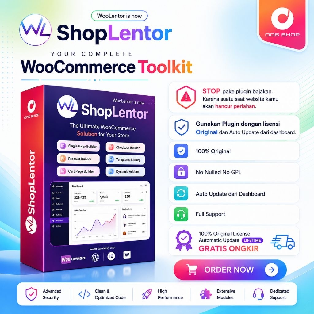 WooLentor Pro Original Lifetime - Shoplentor – WooCommerce Elementor Addons + Builder 100% Original License Lifetime Automatic Update + Full personal support