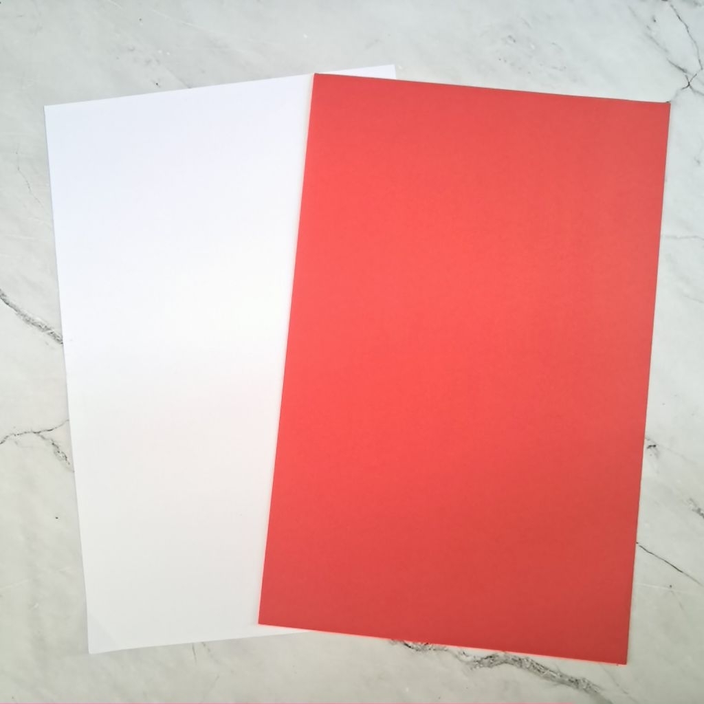Jual (10 lembar) Kertas Buffalo / kertas cover jilid Merah putih ...