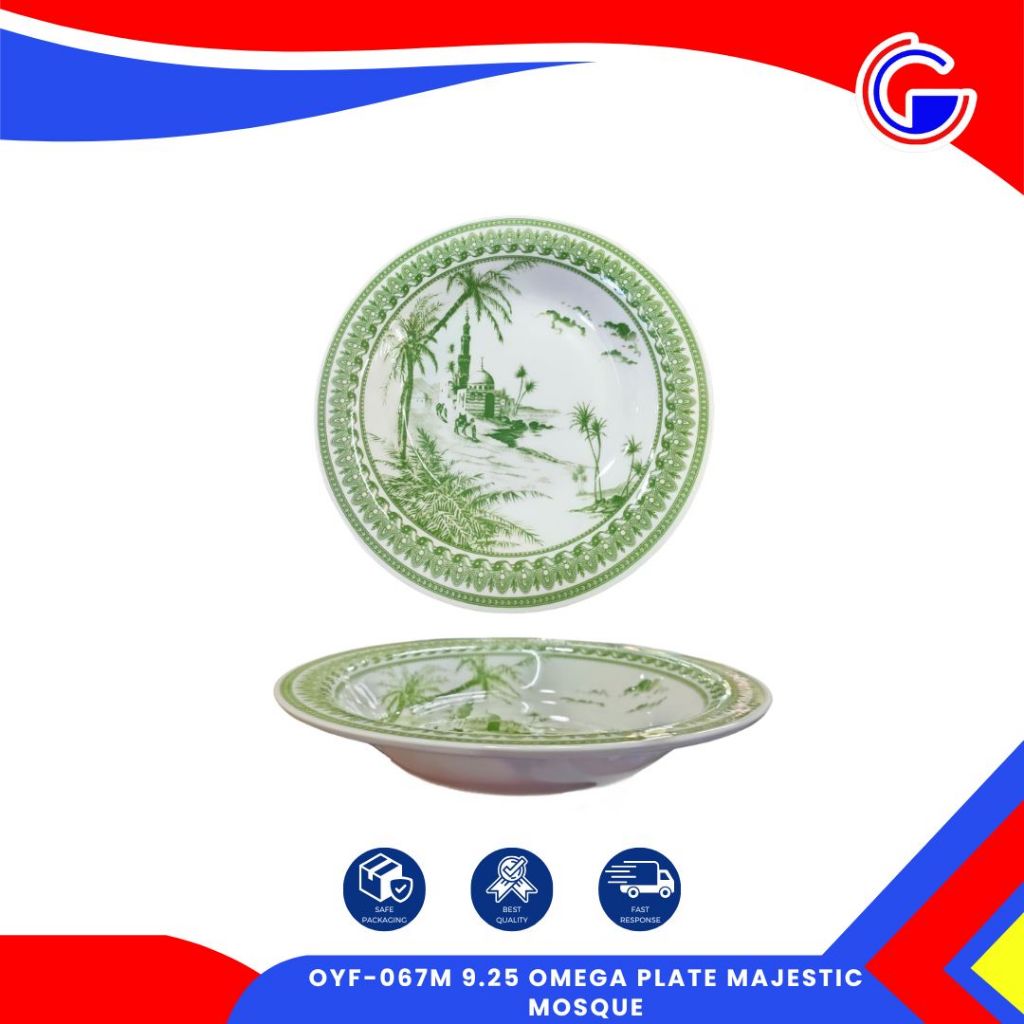 Piring Makan Omega Hokita / Piring Keramik 9.25 Majestic Mosque / Piring Motif Masjid Aesthetic