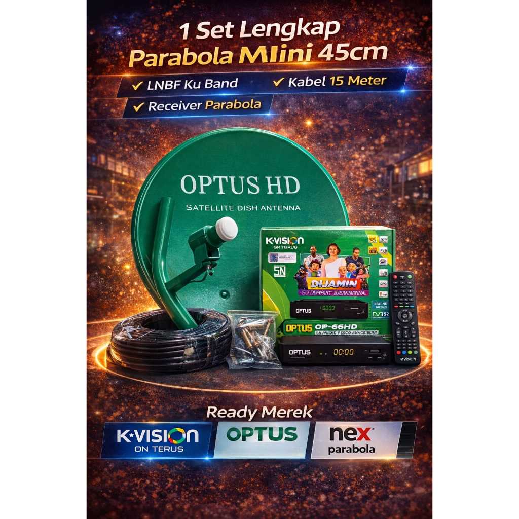 Satu set Lengkap Parabola Mini OPTUS 45cm ( HIJAU SOLID) ODU