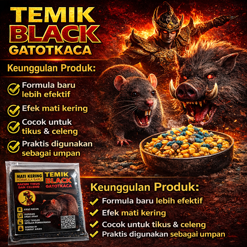 Jual Temik Black Gatotkaca Racun Tikus Ampuh | Efek Mati Kering Tanpa ...