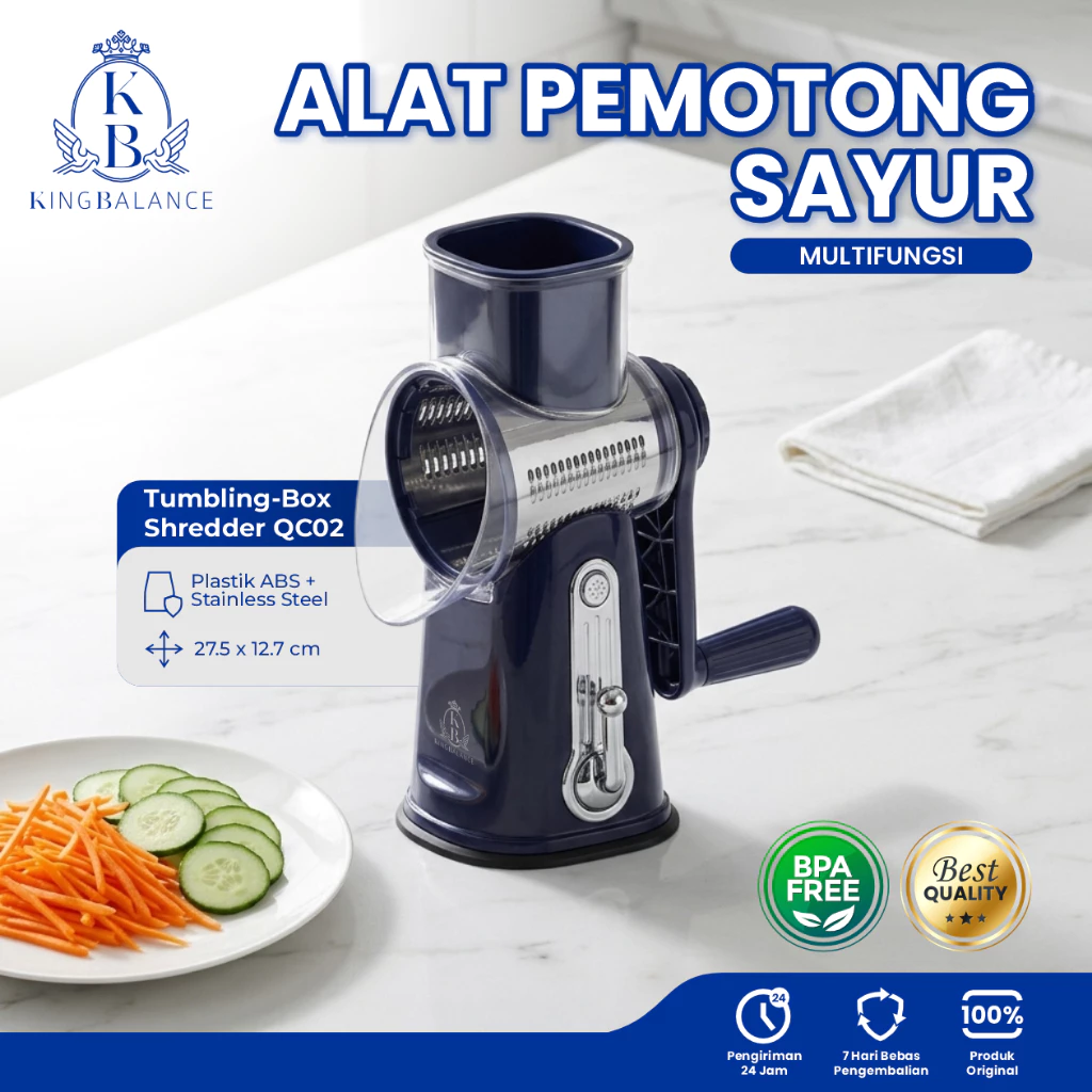 King Balance Alat Pemotong Sayuran Multifungsi Manual Alat Pengiris Sayur Tumbling-Box Shredder QC02