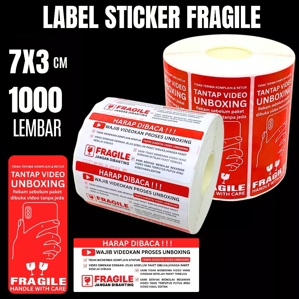 Jual Stiker Sticker Label Tempelan Tempel isi 1000 Buka Paket Fragile ...