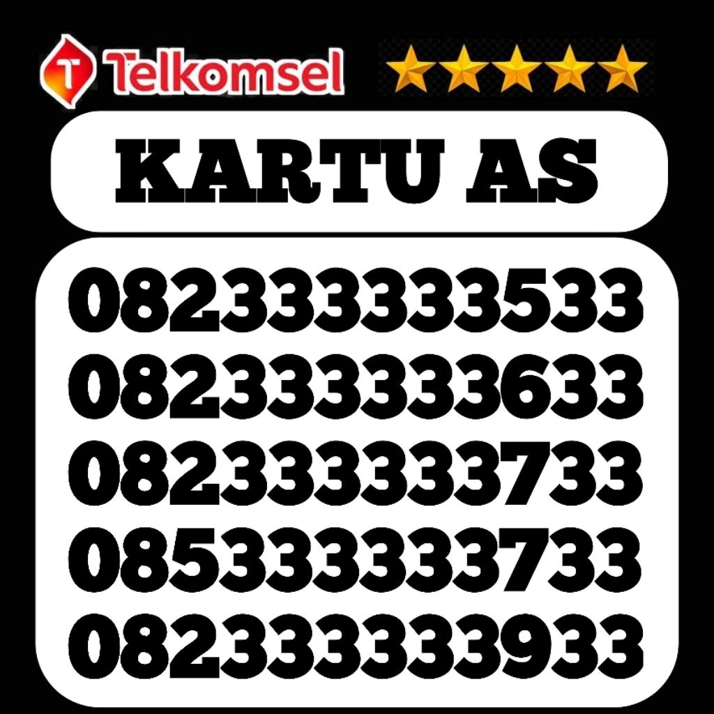 Jual Kartu Perdana Nomor Cantik Telkomsel As SimPati Sapta 33333333 ...
