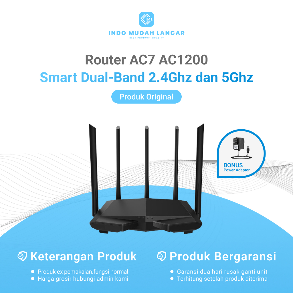 Jual Router Tenda AC7 AC1200 Dual-Band 2.4GHz dan 5GHz 5 Antena Bekas ...