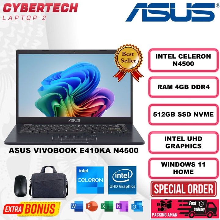 Laptop SLIM Asus Vivobook 14 E410KA Intel N4500 4GB 1TB SSD 14.0 FHD NP Windows 