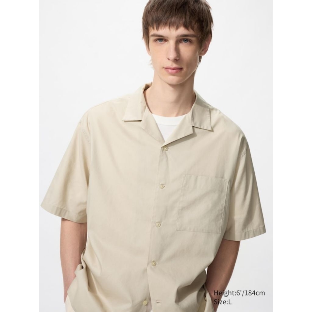 Jual Kemeja Katun Modal Kerah Terbuka Lengan Pendek UNIQLO ORIGINAL ...