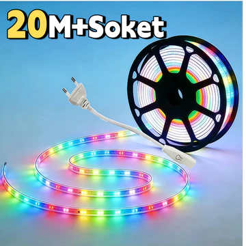 Lampu Led Strip Selang 2835 10Meter 220V Outdoor Rgb Led Strip Warna Warni Smd 5050