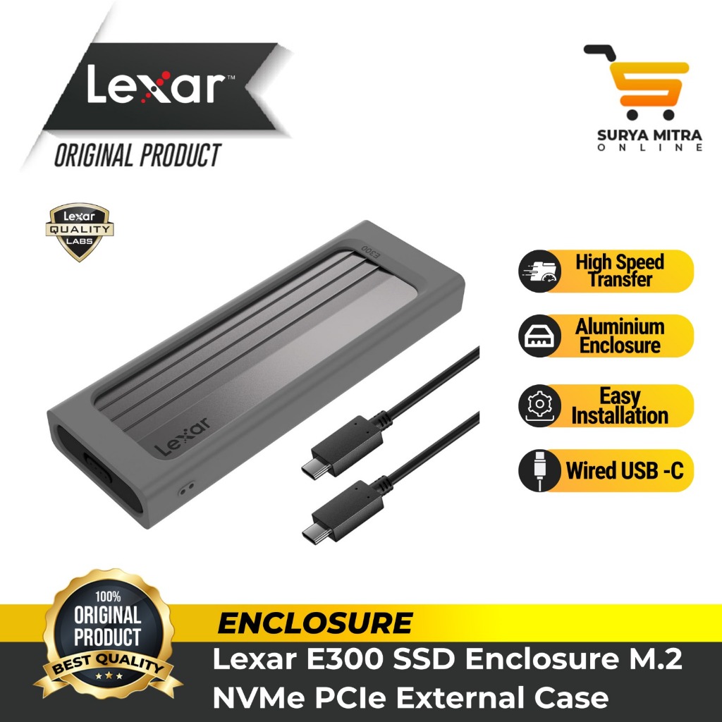 Jual Lexar E300 SSD Enclosure M.2 NVMe PCIe External Case M2 USB 3.2 ...