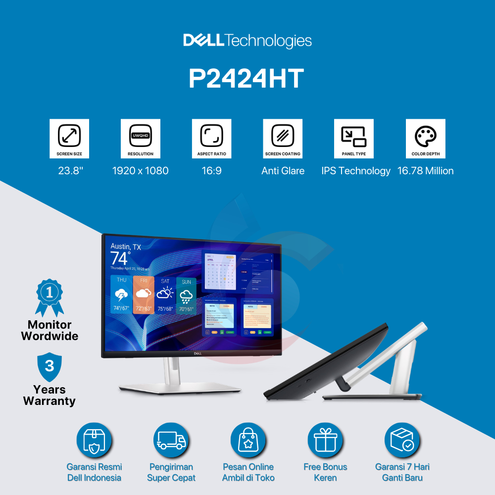 Jual Monitor Dell 24 Touch USB-C Hub - P2424HT | Shopee Indonesia