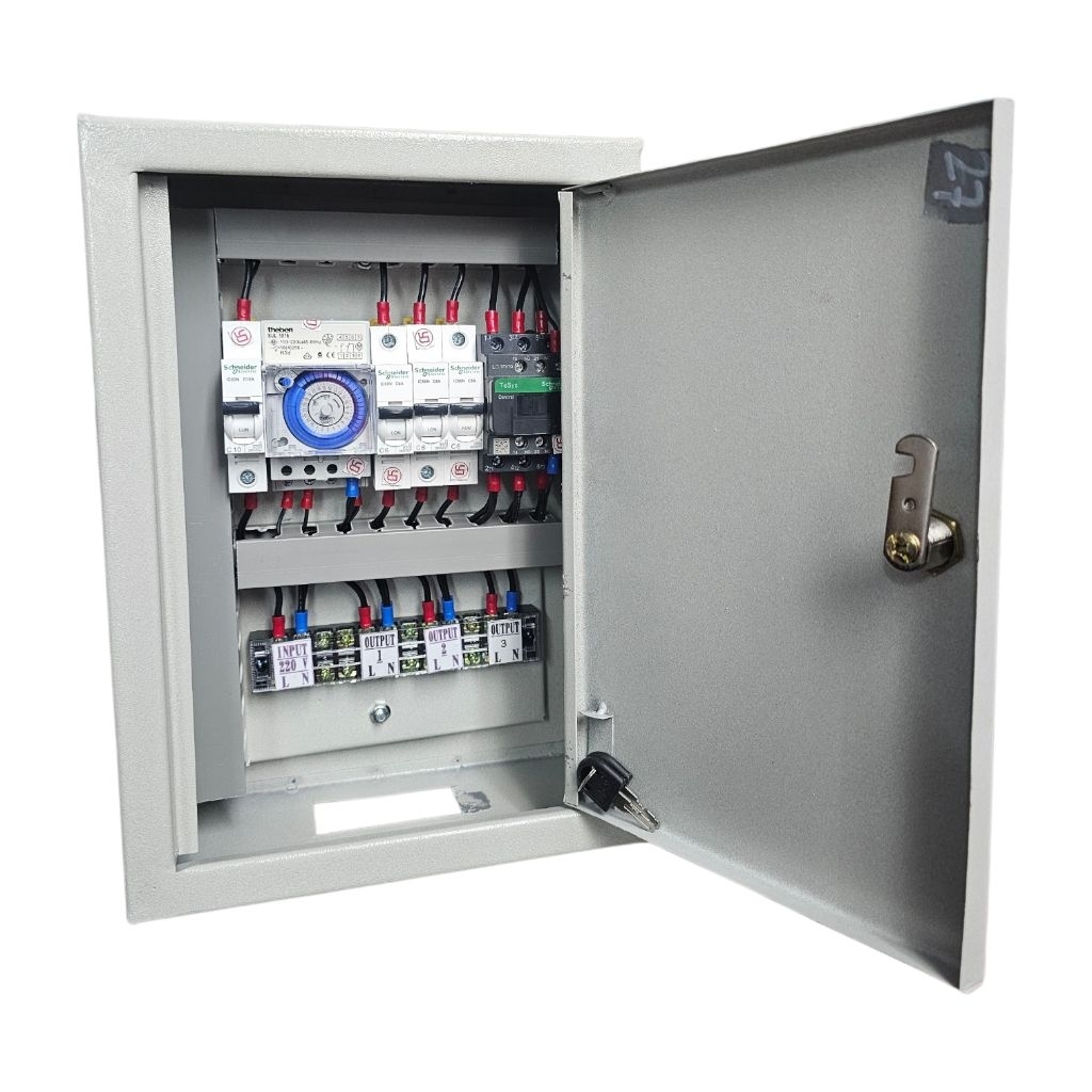Jual panel timer lampu otomatis panel timer lampu 1 input 3 output ...