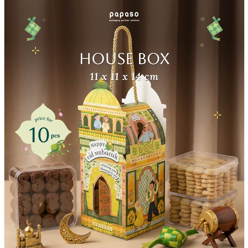 Kotak Lebaran / Box Idul Fitri / Idul Fitri House 11x11x14cm