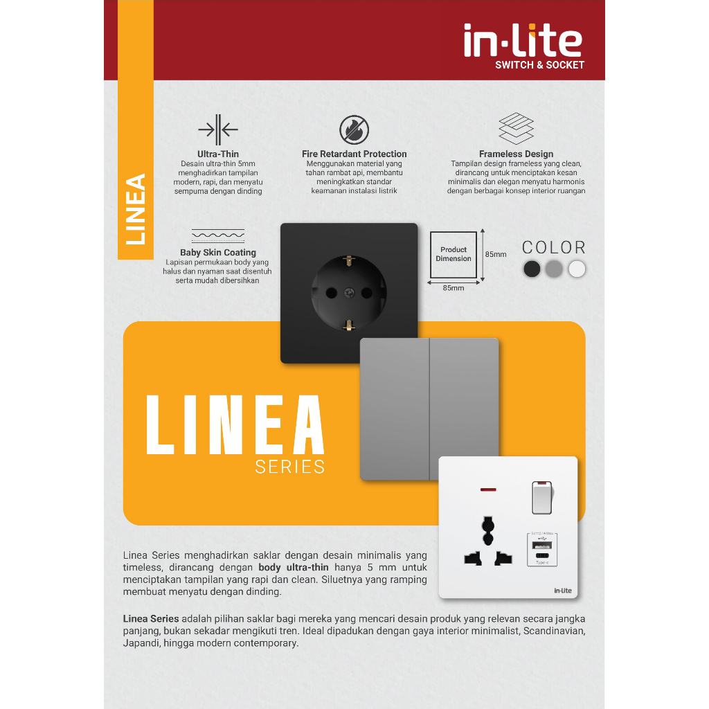 Jual SAKLAR - STOP KONTAK - SAKLAR LAMPU - Inlite LINEA GREY - Saklar ...