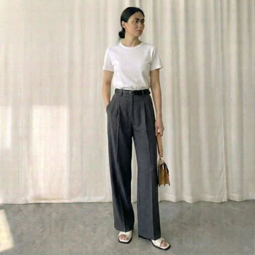 Viona Pants Celana Highwaist Trousers Loose Pants Kulot Wanita Anti Kusut Resleting Depan