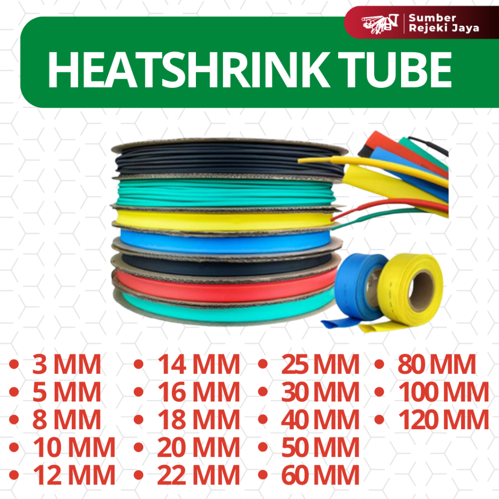HEATSHRINK TUBE 20mm 22mm 25mm 30mm 40mm 50mm 60mm 80mm 100mm 120mm panjang 1 m | selongsong bakar