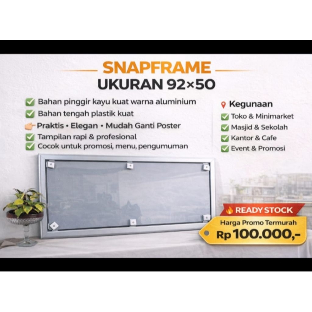 Jual Snapframe 92x50 cm Frame Poster/spanduk Aluminium – Bingkai Poster ...