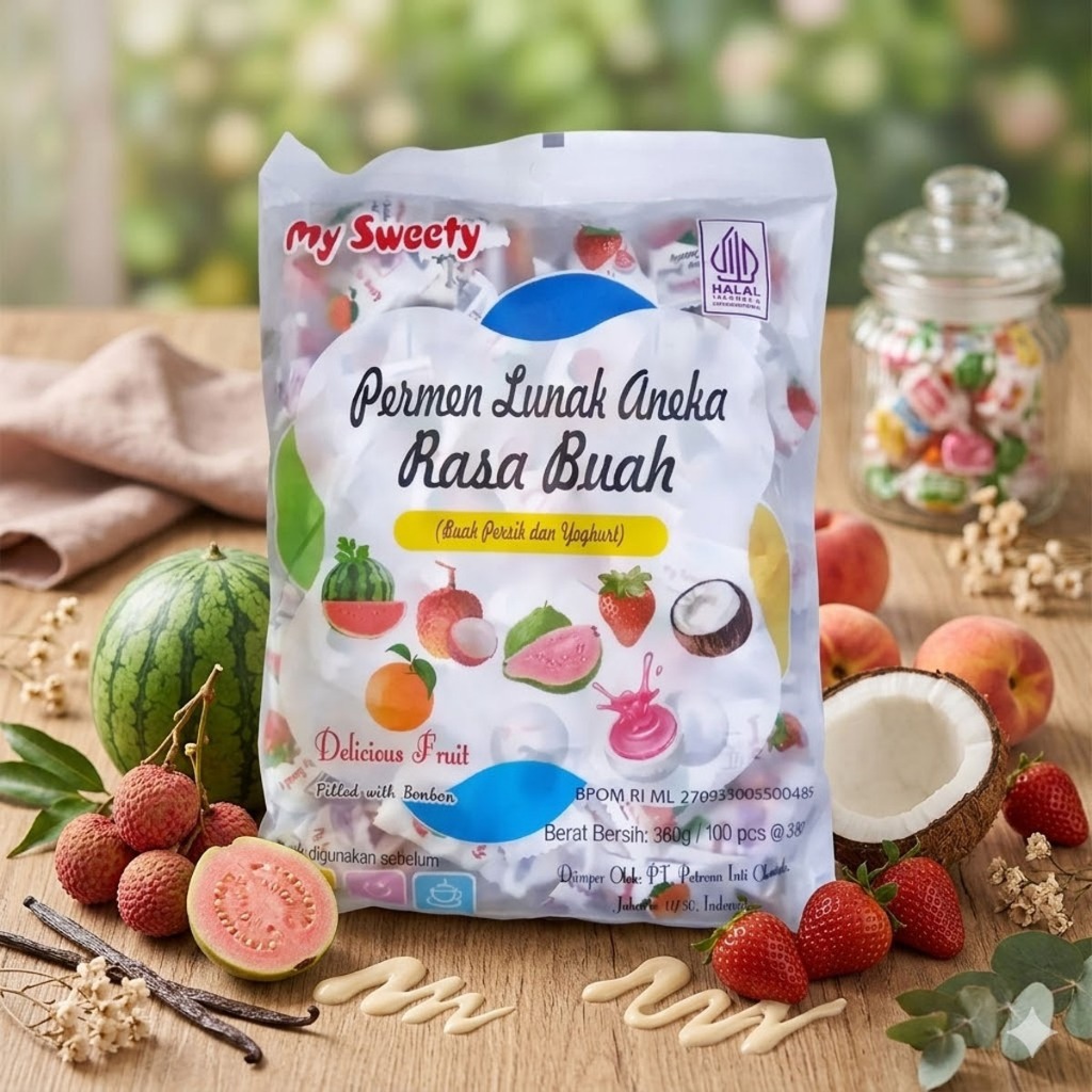 Jual Permen Buah Susu Yogurt My Sweety Rasa Stroberi Apel Jeruk Jambu ...