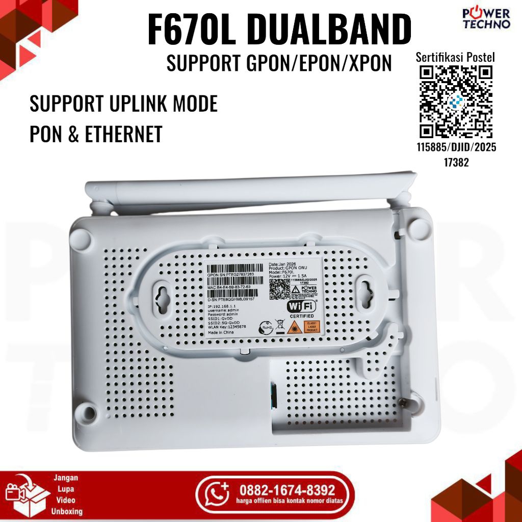 Jual [POSTEL] F670L XPON SUPPORT GPON EPON ONT Dualband Support OMCI ...