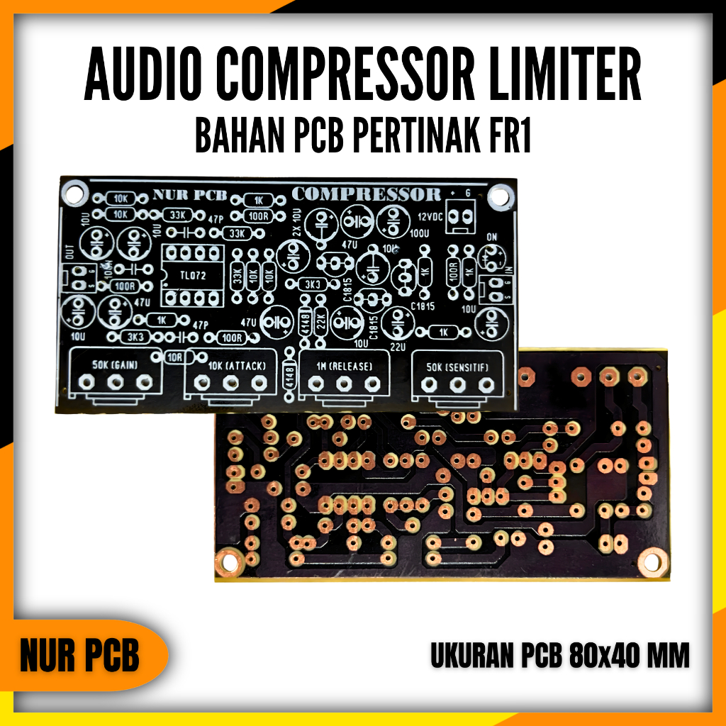 Jual PCB Audio Compressor Limiter TL072 Mono PCB Audio DIY 12-15VDC ...